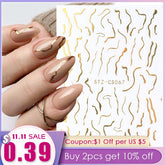 3D Gold Stripe Marble Line Nail Art Decoration Stickers Winter DIY Sparkly Designs Gel Polish Manicure Slider Decals CHSTZ-CS067