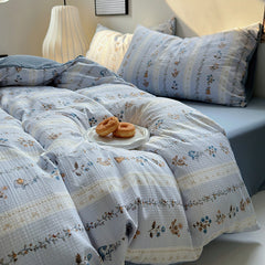 YICKYUE - Korean Flowers Bedding Comforter Set with Pillowcase bed sheet Single Full Size Bed Linen Duvet Cover Set Queen/King Double bed