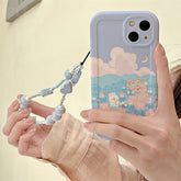 INS Cute Garden Rabbit Bear Bracelet Phone Case for iPhone 13 12 11 Pro Max X XR XS Max Funda Lovely Cartoon Soft Silicone Cover