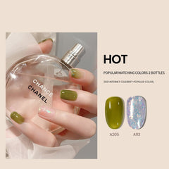 MAYCHAO 7.3ml Transparent Jelly Gel Nail Polish Pink Gel Semi Permanent Polish Top Coat Soak Off UV Gel Art Nail Varnish