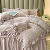 YICKYUE - new carved fleece padded bed cover four-piece bed skirt three-dimensional carved fleece feels delicate,soft and comfortable