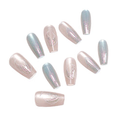 YICKYUE - Blue Mermaid Handmade Press on Nails Wearing Armor Radiant Lightning Minimally Elegant Nail Art Fake Nail