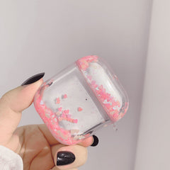 Liquid silicone quicksand pink love earphone case wireless headphone cover for airpod 3 pro cases for apple air pods 2/1 conque