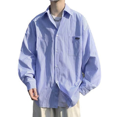 Hearujoy Oversized Loose Striped Shirt Unisex Spring Autumn Mens Long sleeved Tops Fashion Casual Shirts Cardigan Streetwear Couple Ins