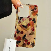 YICKYUE Brown Bottom Leaf Pattern Phone Case For iPhone 16e Cases iPhone 16 Pro Max 15 14 13 12 11 XS X XR 7 8 Plus Shockproof TPU Cover