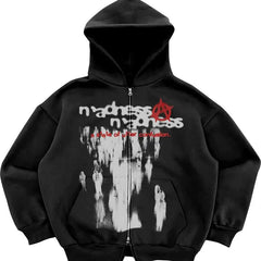 Hearujoy Gothic Retro High Street Hoodies Y2k Zip Up Hoodie Men and Women Clothes Hip Hop Punk Loose Sweatshirt Zipper Pullover Cardigan