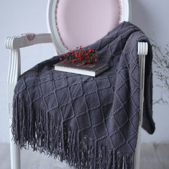 Sofa Blanket Spot Warm Blanket Cloth Model Room Blanket Large Diamond Nordic Style knitted blanket Photo Decorate Blanket