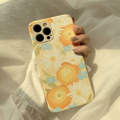 Ins art Oil painting flowers phone case leather capa conque for iphone 12 mini 11 pro max 7 8 plus x xr xs max summer cover