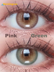 YICKYUE - leaf Pink pink Myopia Prescription Soft Colored Contact Lenses For Eyes Small Beauty Pupil Make Up Natural Yearly