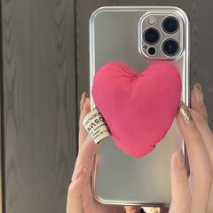 Ins Luxury 3D Flower Holder Case For iPhone 11 12 13 Pro Max X XS XR 7 8 Plus Down Jacket Stand Silver Plating MetalJacket Cover