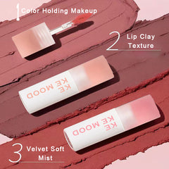 YICKYUE - Soft Mist Matte Lip Glaze Nude Velvet Lip Gloss Waterproof Long Lasting Non-stick Cup Whitening Lipstick Dupe Makeup Cosmetics