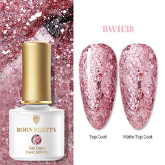 BORN PRETTY 7ml Glitter Soak Off Nail Gel Colorful Pink Purple Black White Nail Gel Polish Sequins Gel Nail Varnish for Manicure