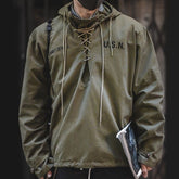 Hearujoy American Vintage Hooded Jacket For Men World War II Navy Deck Clothing Loose Windproof Short Windbreaker Travel Hoodie Coat