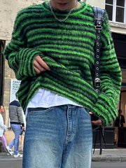 Hearujoy Men's Striped Knit Sweater for Autumn And Winter, Casual Trendy Warm Pullover As Gift