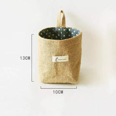 Jute Cotton Linen Bag Desktop Storage Basket Hanging Pocket Small Sack Sundries Storage Box With Handle Cosmetic Storage Bag