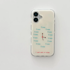 YICKYUE - Ins Wind Creative Sleep Clock Personalized Phone Case For iPhone 16 15 14 13 12 11 PRO MAX 15 16 PLUS Y2K Shockproof Phone Cases