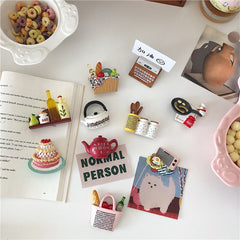 Korean Style Cute Picnic Series Afternoon Tea Food Three-dimensional Magnet Refrigerator Magnet Magnet Home Decoration