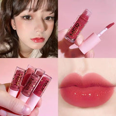 Yickyue Mirror Lip Glaze Water Light Bubble Lip Oil Transparent Glass Non-stick Cup Lip Gloss Moisturizing Waterproof Make Up Cosmetic