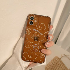 Happy flower phone case for iphone 7 8 plus x xr xs max 11 12 mini pro max se 2020 couples soft silicone protective cover capa