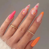 YICKYUE - 24pcs Press-on False Nails Featuring Almond-shaped French Manicure Design Perfect for Valentine's Day Ideal As A Gift for Girls