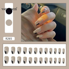 24pcs Press On Nails Coffin Exqusite Jump Colors Girls Long Paragraph Full Cover Fake Nail Tips Artificial Nails Art Patches Ty