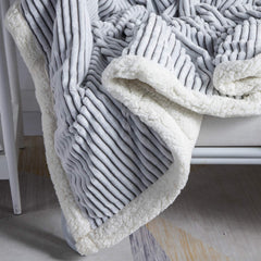 Flannel Blanket for beds Fleece Blanket Reversible Soft Fuzzy Plush Fluffy Blanket Warm Cozy Striped for Winter for Sofa Chair