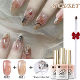 YICKYUE - 15ml Clear Watercolor Gel Polish Set Semi Permanent Nail Art Gel Varnish UV LED Soak Off Spreading Effect Autumn Winter