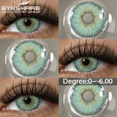 YICKYUE - 1 Pair Natural Colored Contact Lenses with Prescription Myopia Lenses Green Contacts Fashion Brown Lenses Gray Pupils