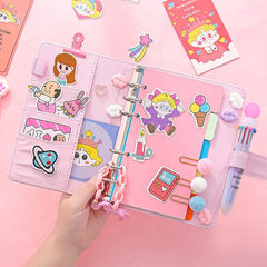 W&G Girl Loose-leaf Diary Planner Organizer Notebook Ledger Cute Korean Kawaii Travel Journals Notebook Handbook 18 Sets Suit