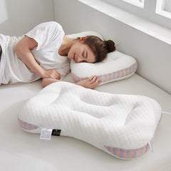 White Sleeping Spa Massage Pillow 100% Cotton Three-dimensional Neck Pillow Microfiber Soft Fill Side Sleep Single Adult Pillow