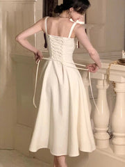 YICKYUE - Summer New Elegant Vintage Fashion Midi Bandge Dress For Women Lady One Piece Party Clothing Outfits Vestidos