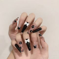24Pcs/set French Fake Nails With Designs Reusable Stick On Nails Press On Full Cover Long False Nail Set Full for Nail Extension