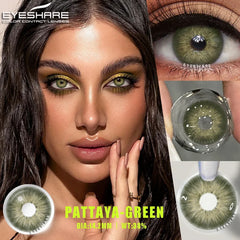 YICKYUE - 1Pair Colored Contact Lenses for Eyes Gray Pupis Blue Lens Green Eye Lenses Yearly Fashion Lenses Cosmetic Eye Contacts