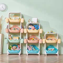 Yickyue Children's Toy Storage Rack Trolley Baby Toy Rack with Pulley Multi-color Multi-layer Large-capacity Finishing Storage Locker