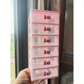YICKYUE - Lovely Pink Receiving Storage Box With Multi-layers And Pink Bowknot Handle Gift for Mothers Girls Six Layers