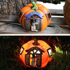 Halloween Pumpkin Skeleton House LED Miniature Halloween Garden Figurine Accessories Scary Fairy Garden Mini Decoration Ornament
