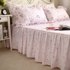 New Sweet pink LOVE bedding set rustic ruffle duvet cover print quilt cover elegant wrinkle bed sheet bedspread princess bedding