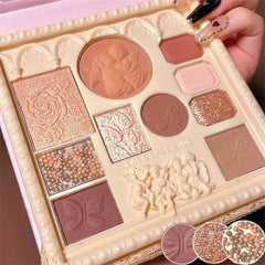 Yickyue 10-color Eye Shadow Tray Princess Lace Matte Pearlescent Sequins Eye Palette Girls Eye Contour Palette Eye Makeup Waterproof
