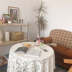 Korean Style White Lace Tablecloth Home Decoration Simple Coffee Table Tablecloth Background Cloth Sofa Back Towel
