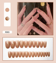Almond French Leopard New Fake Nails Long Wave White Black Press on Nail Ballerina Full Cover Women False Nail