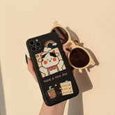 Cute catoonBear phone case for iphone 12 11 Pro Max XR X XS MAX 7 8 Plus case milk tea soft silicone for iphone 12 mini cover