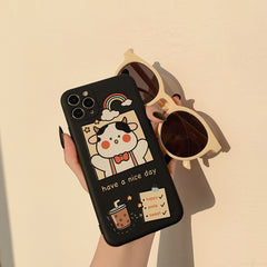 Cute catoonBear phone case for iphone 12 11 Pro Max XR X XS MAX 7 8 Plus case milk tea soft silicone for iphone 12 mini cover