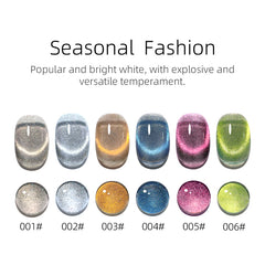 YICKYUE - 6 Color High Gloss Dream Twinkle Cat Eye Gel Nail Polish Set Nail Art Design UV Gel Glitter Color Varnish