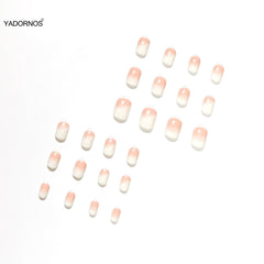 24pcs Nails Press On Short Halos Dyeing Nail Patch Sweet Style Glue Type Removable Short Paragraph Manicure False Nail Patch Ty