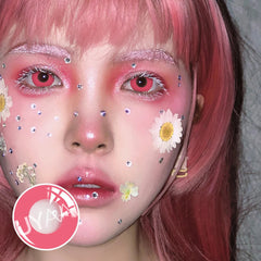 YICKYUE 1 Pair Pink Lenses Anime Accessories Color contact lenses for Eyes Nezuko Coslay Lenses Anime Lenses Halloween Lenses