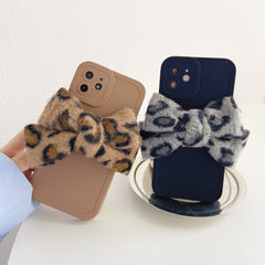 Leopard 3D bow silicone soft matte cover for iphone 11 13 pro max 12 mini x 7 8 plus xsmax xr jane back cover phone case