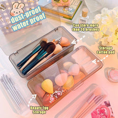 Ins Portable Makeup Brush Storage Box Dustproof with Lid Eyebrow Pencil Eye Shadow Brush Bucket Beauty Egg Lipstick Storage Box