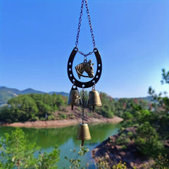 Retro Country Style Horseshoe Wind Chime Home Decor Items Lucky Pony Bell Pendant Room Decoration New Year Atmosphere Decoration