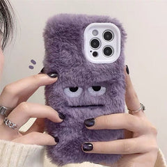 Korean Cute Funny Fur Fluffy Phone Case For iphone 13 12 11 Pro MAX Mini X XS XR 7 8 Plus SE Girl Cover Soft Plush Coque