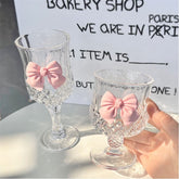 YICKYUE - Nordic Style Court Goblet, Niche Design, Bow Decoration Glass, Simple Household Whisky Glass, Beverage Juice and Dessert Cup